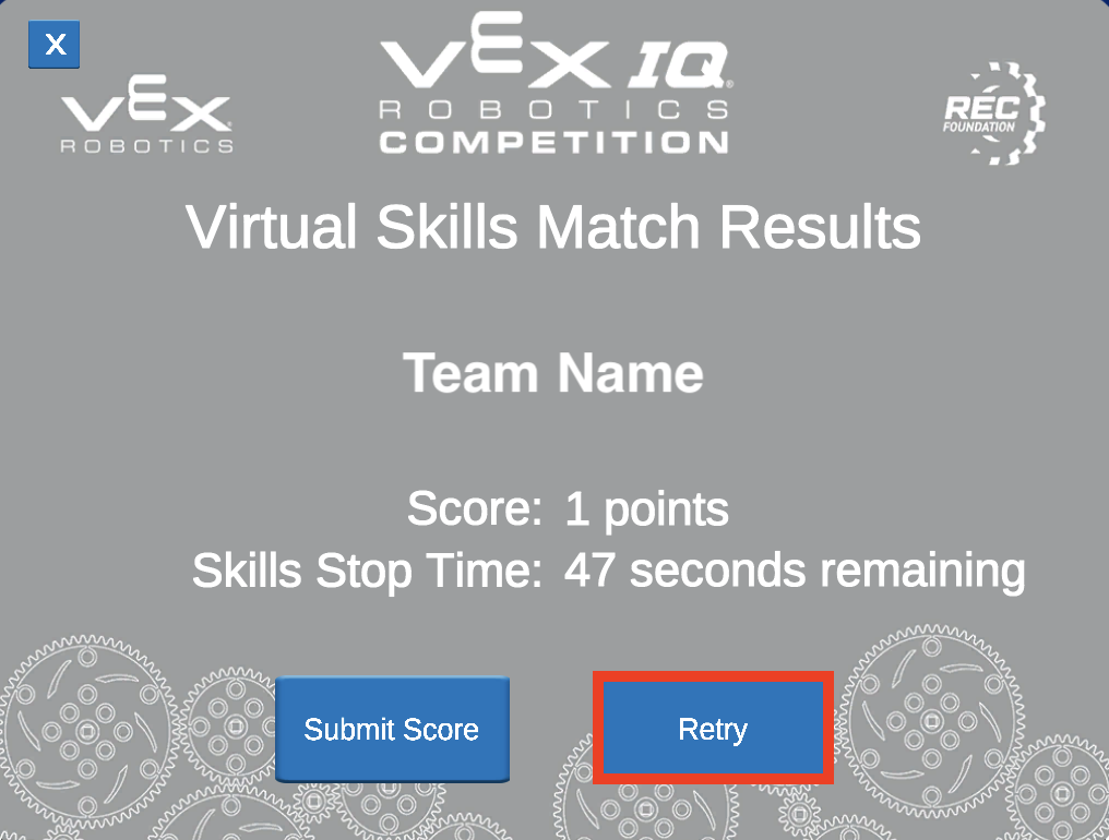 Retry button to submit the score again