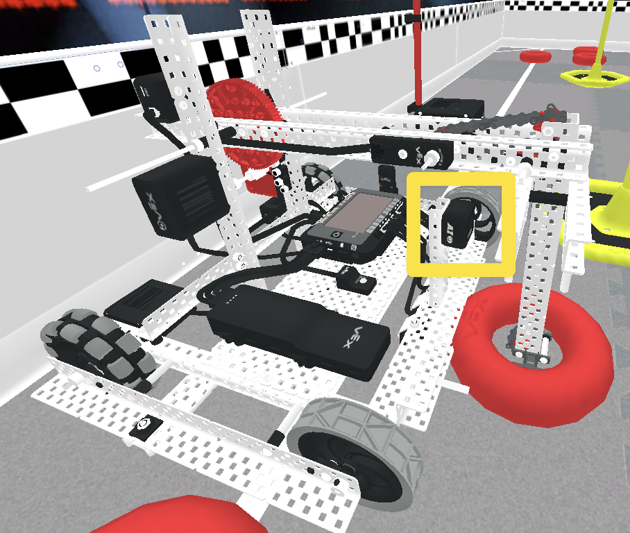 AI Vision Sensor mounted on Axel robot in the V5RC High Stakes Playground