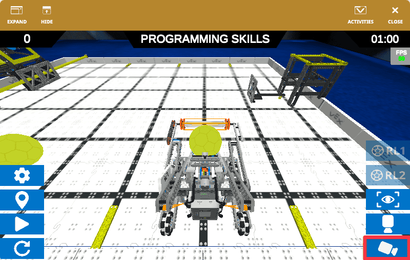 Side view of the VIQRC Rapid Relay Playground field in the Playground Window