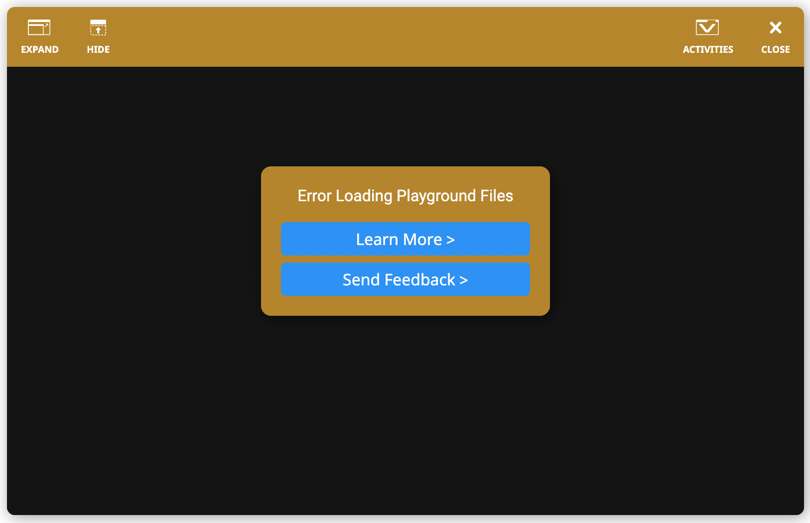 Playground could not be loaded error in VEXcode VR