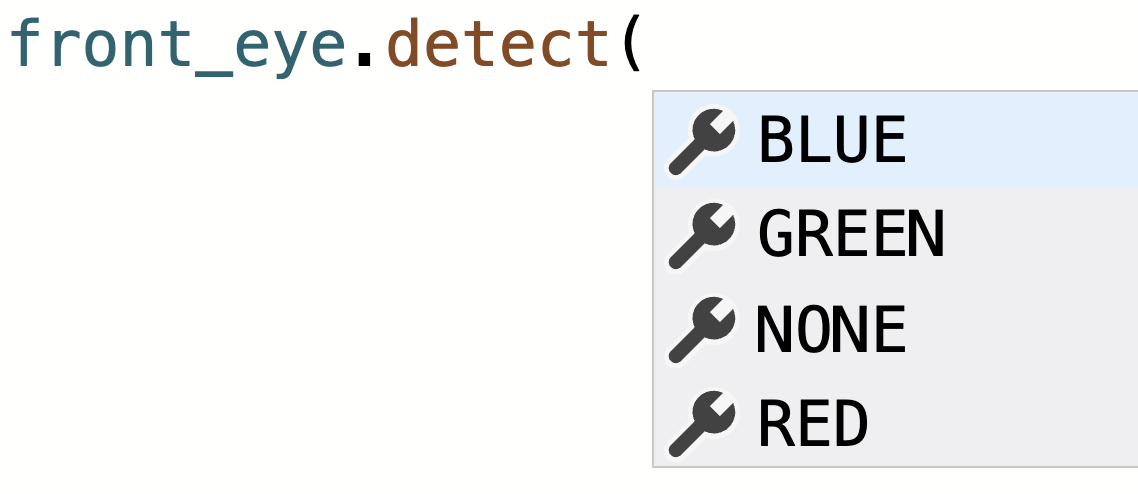 VEXcode VR Playground and Python project interface for using the Eye Sensor in a tutorial.