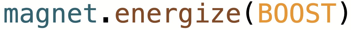 Python command setting the electromagnet to boost mode