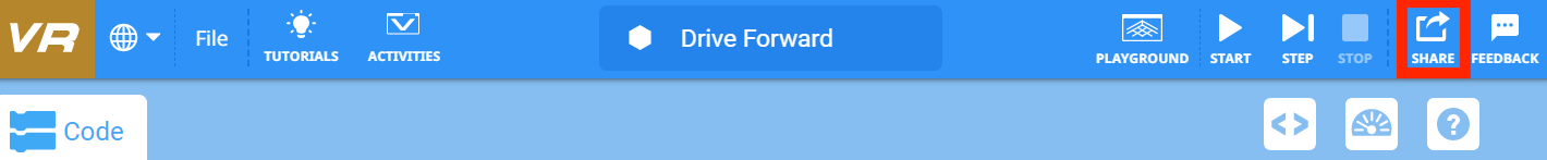 Share menu with options to copy a project link and submit feedback