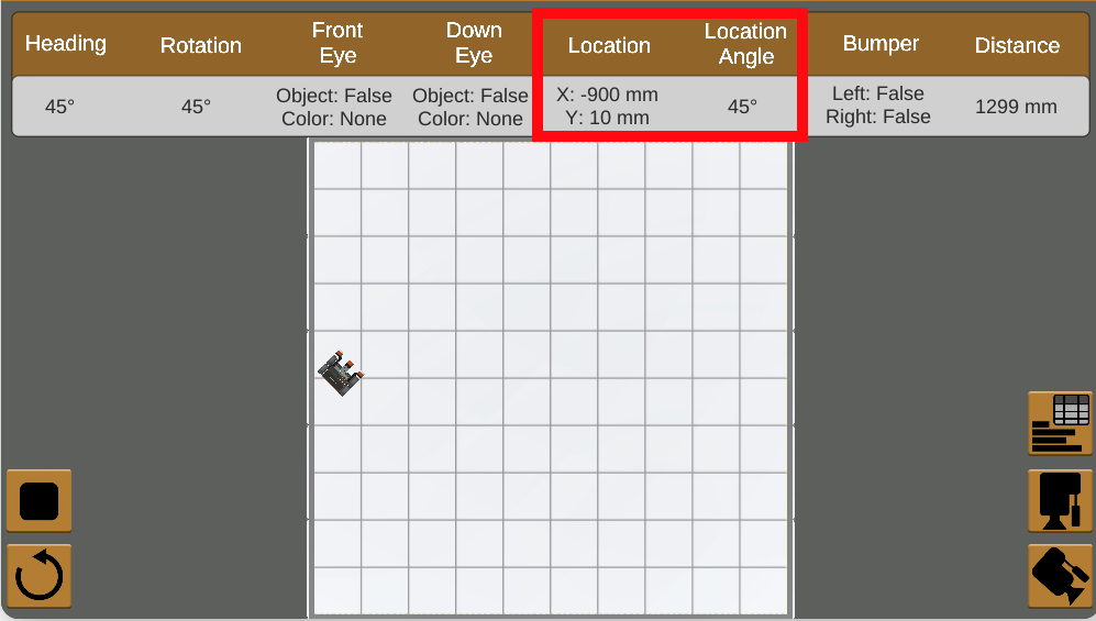 Location Sensor highlighted on the VR robot in the Playground