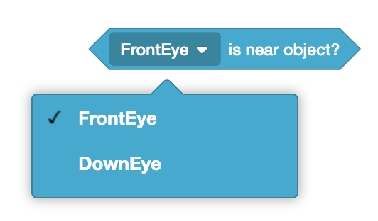 Location of the Eye Sensor on the front of the VEXcode VR robot