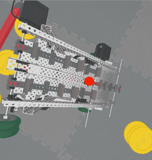 VEXcode VR blocks displaying the robot’s X and Y coordinates from the GPS Sensor in the Spin Up Playground
