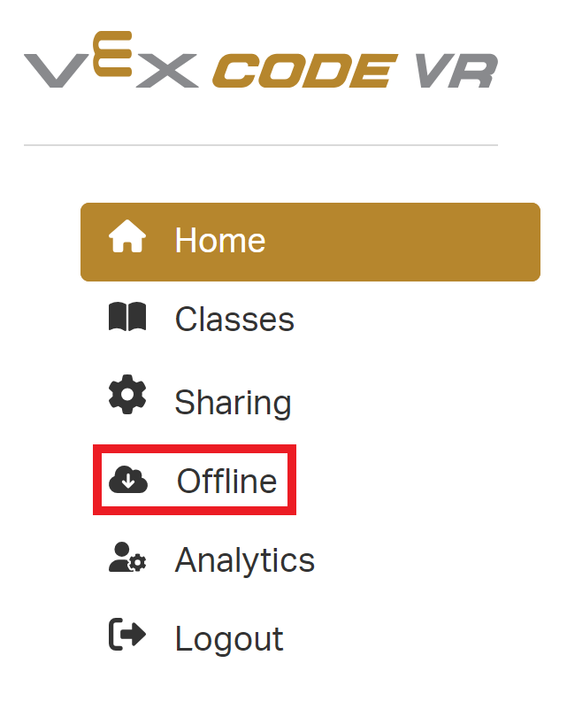 VEXcode VR installer with the Offline option selected