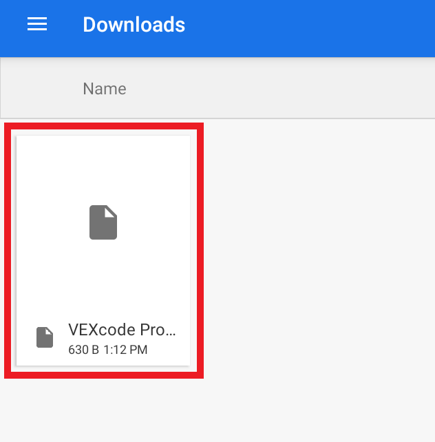 Save to your device option in the VEXcode VR project menu