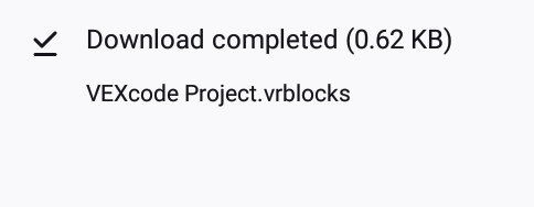 VEXcode VR menu showing the Save to your device option on Android