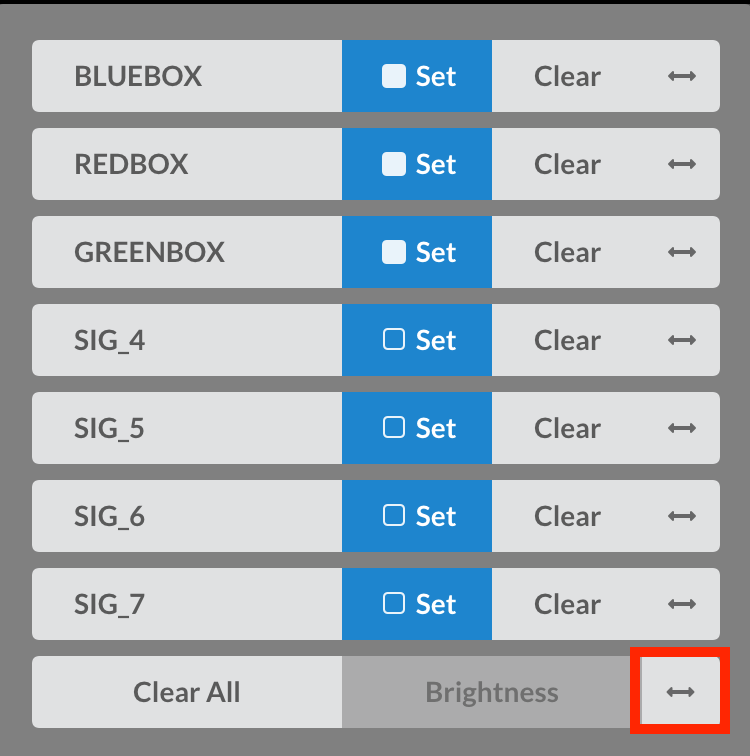 Vision Sensor settings panel with brightness slider highlighted for adjusting light sensitivity.