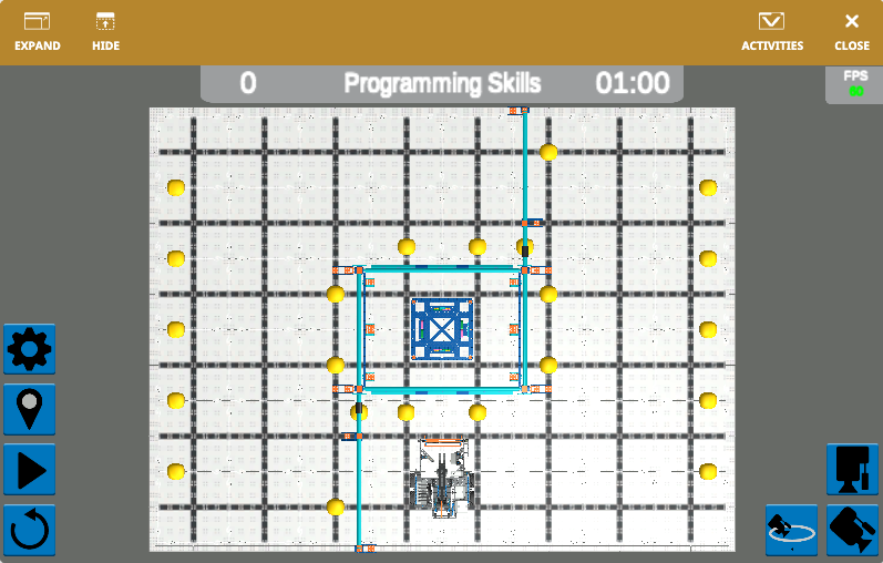 The Playground Window for Pitching In, showing a top down view of the field at the start of the project.