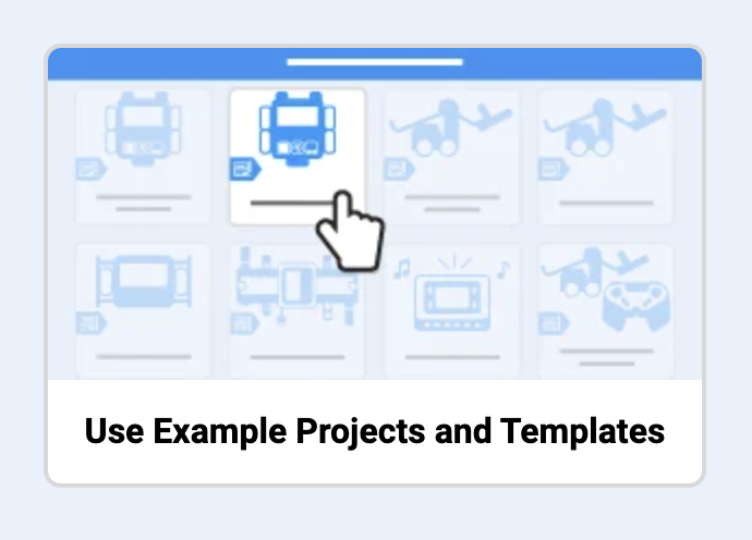 Screenshot of a tile depicting a cursor clicking on an example project.