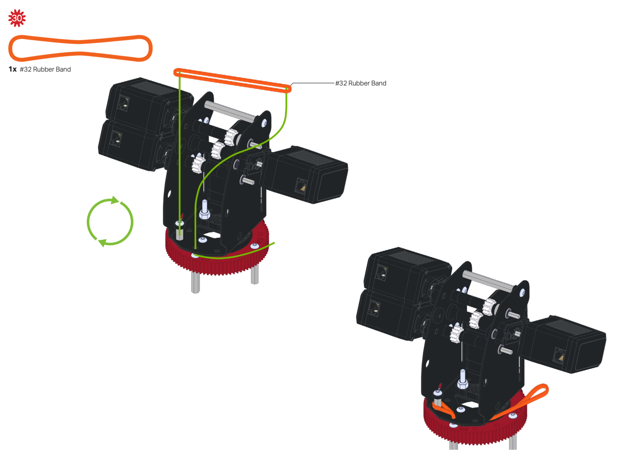 Rubber band muscle mechanism demonstrating the setup process for the V5 Workcell in Career and Technical Education.