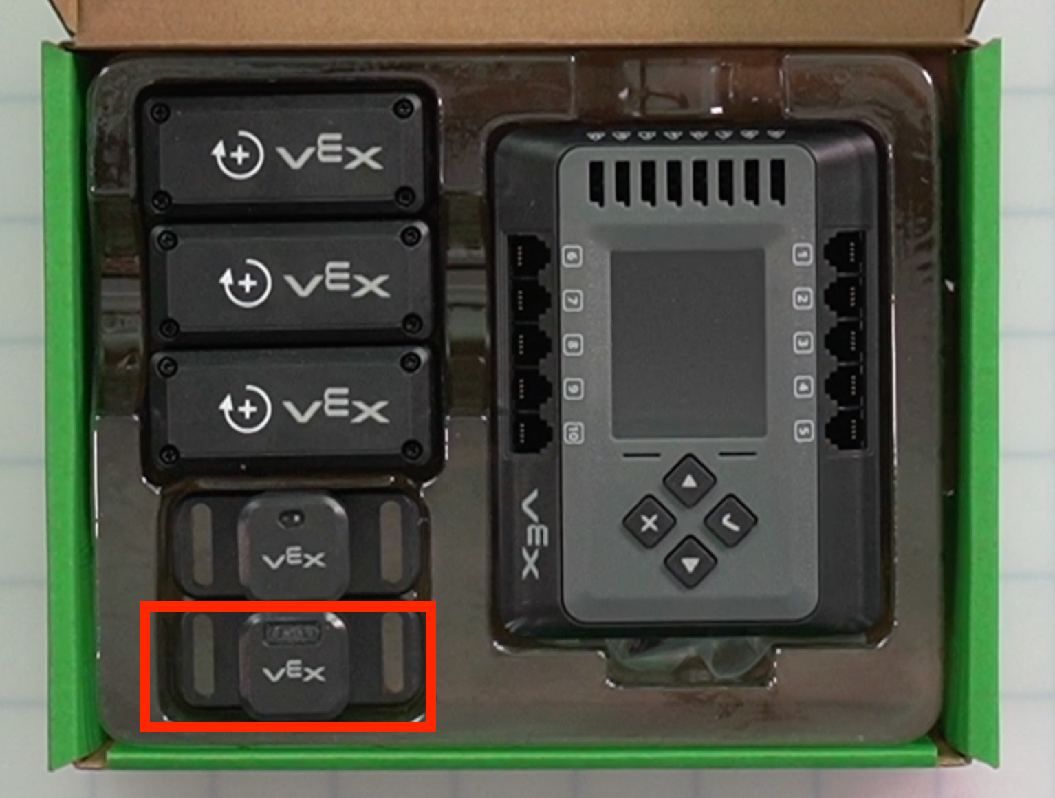 CTE Workcell Kit parts locations on the lower left side of the box.