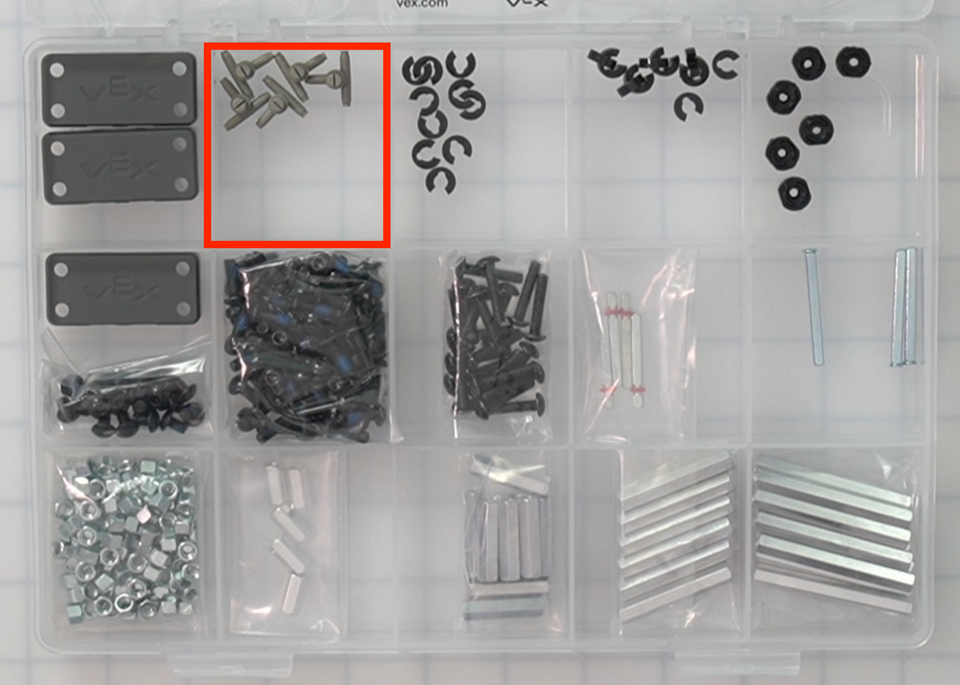 CTE Workcell Kit parts locations on the upper left corner of the case.