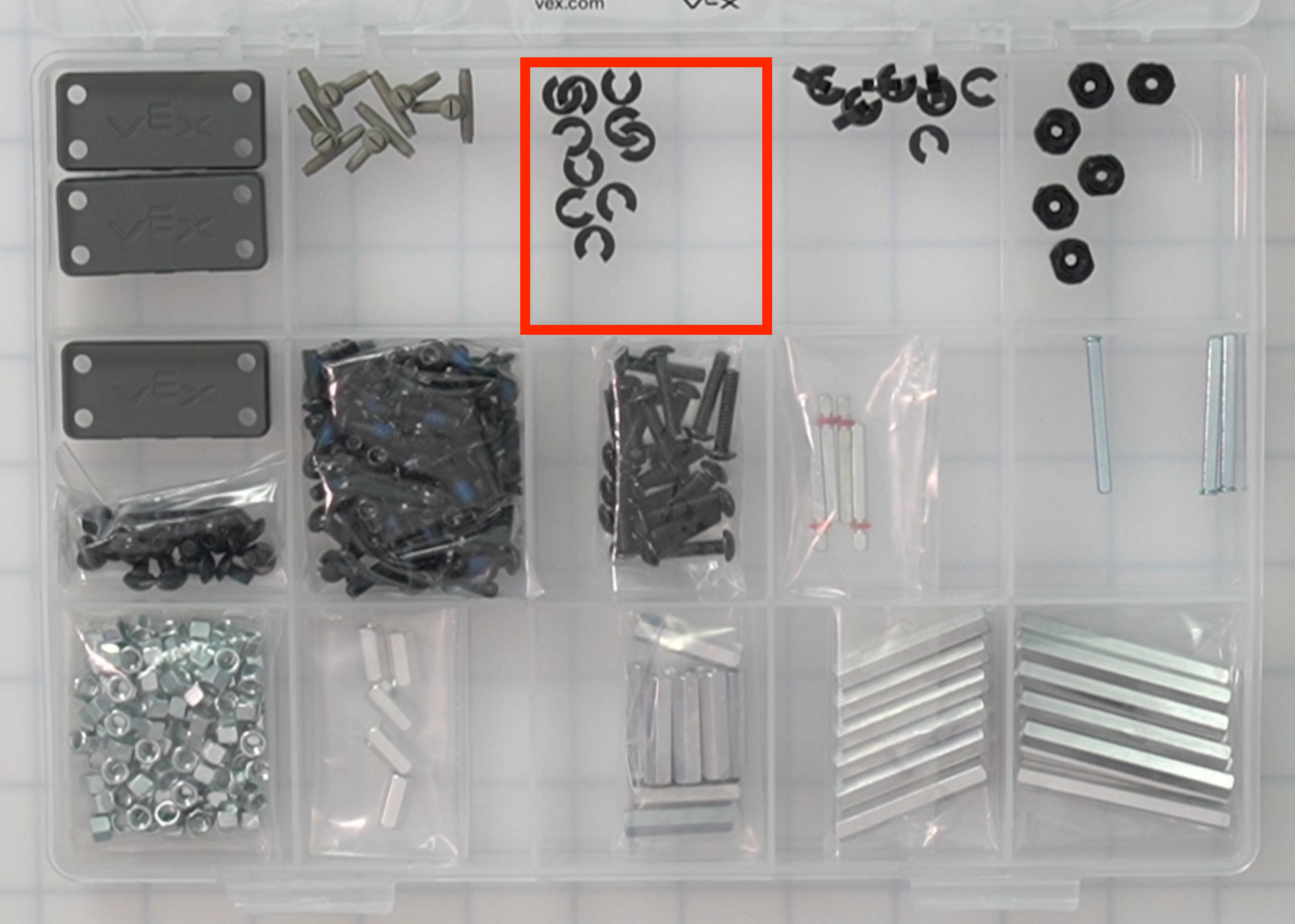 CTE Workcell Kit parts locations on the upper center of the case.