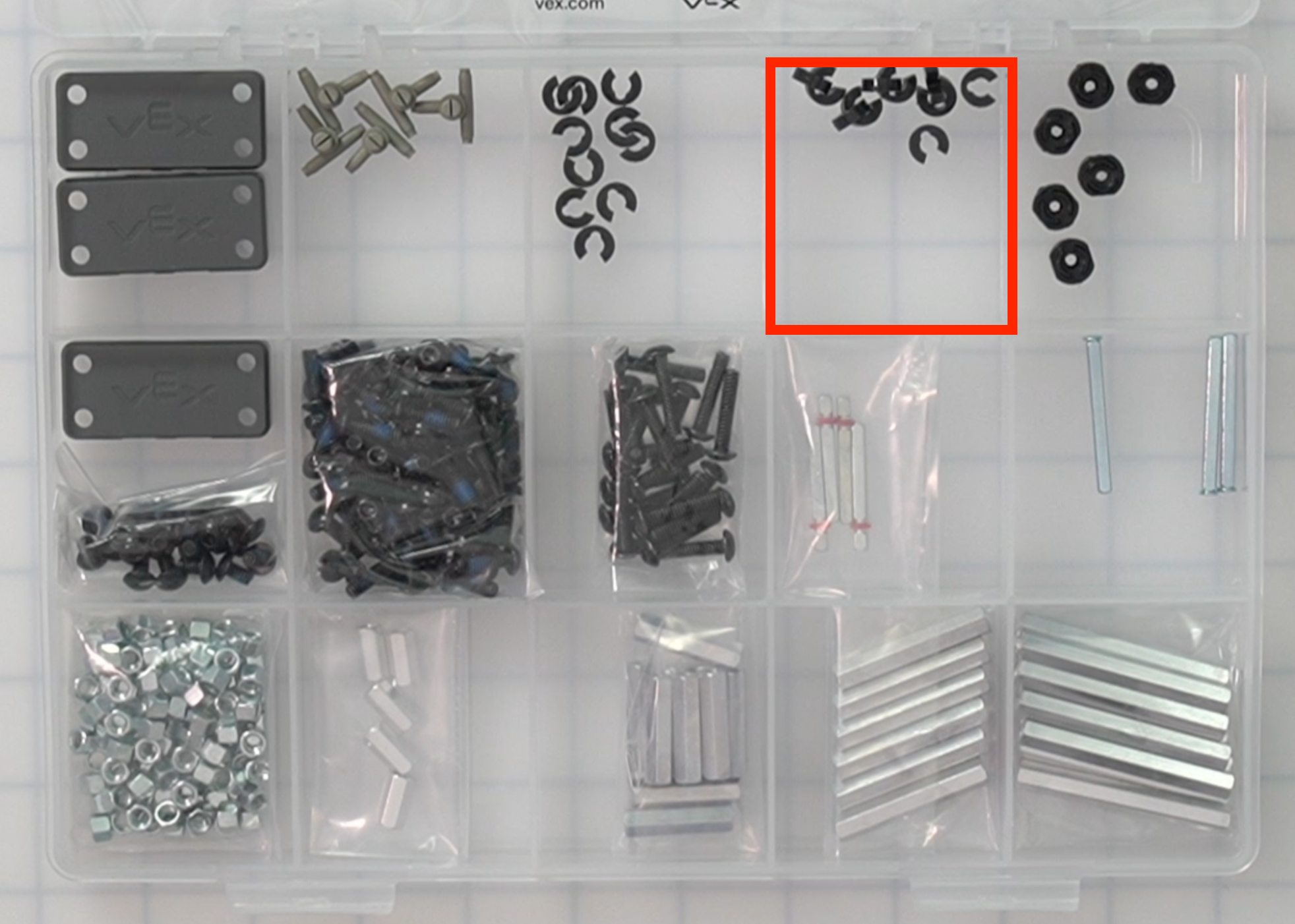 CTE Workcell Kit parts locations on the upper center of the case.