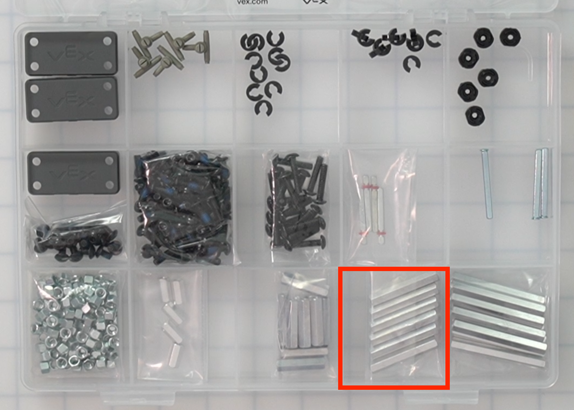 CTE Workcell Kit parts locations on the lower right center of the case.