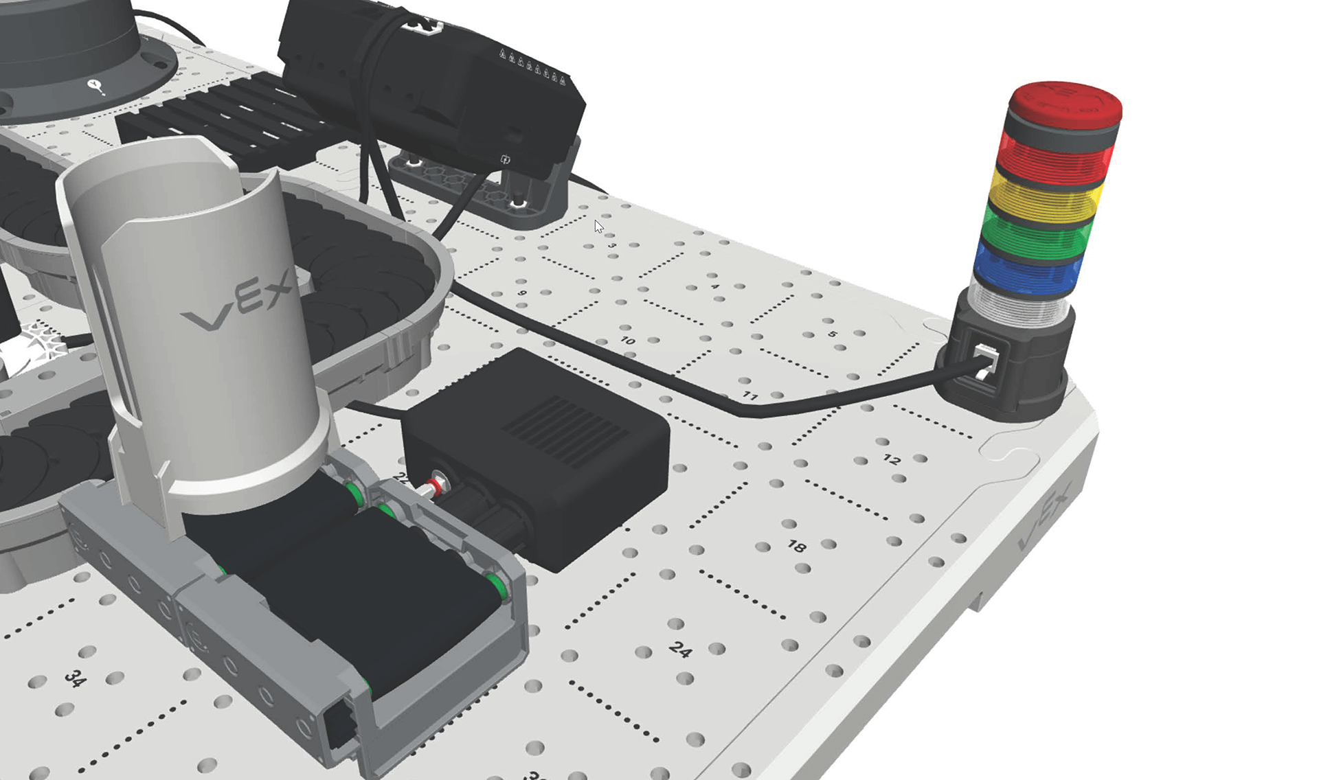 CTE Workcell conveyor showing how parts move along the belt in the context of the larger build.