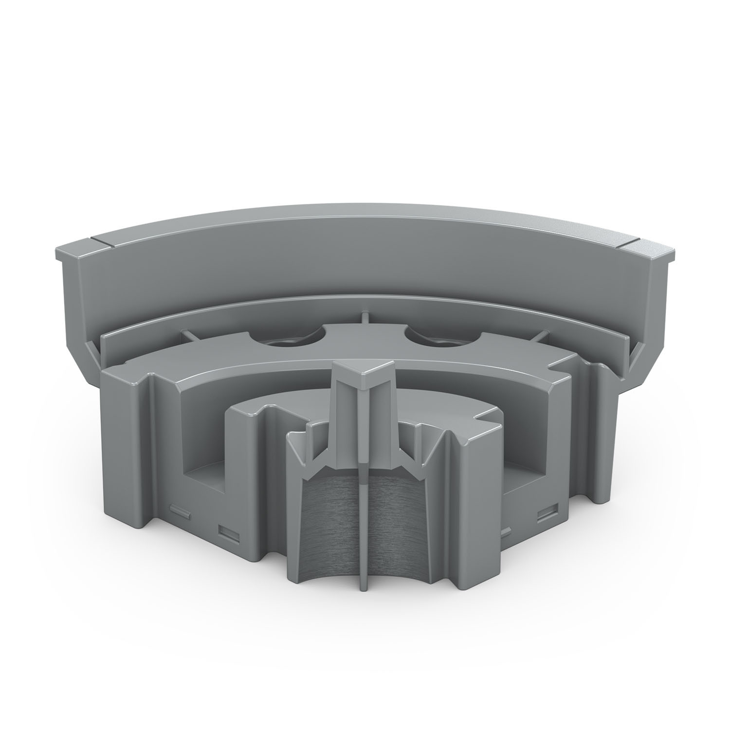 Serpentine conveyor turn track piece that is curved.