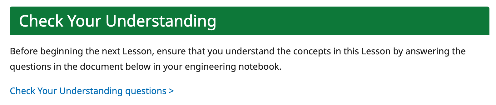 Check Your Understanding section prompting students to answer lesson questions before continuing.