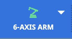 Green 6-Axis Arm icon is shown on the Toolbar, indicating that it is connected.