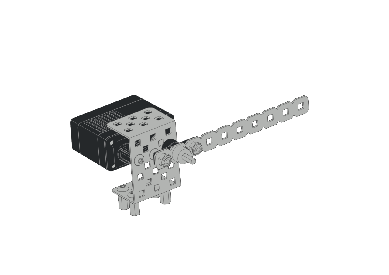 Workcell gate mechanism showing barrier used to control disk entry onto a conveyor.