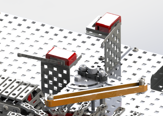 Workcell setup showing limit switch positioned to detect disk movement and control system behavior.