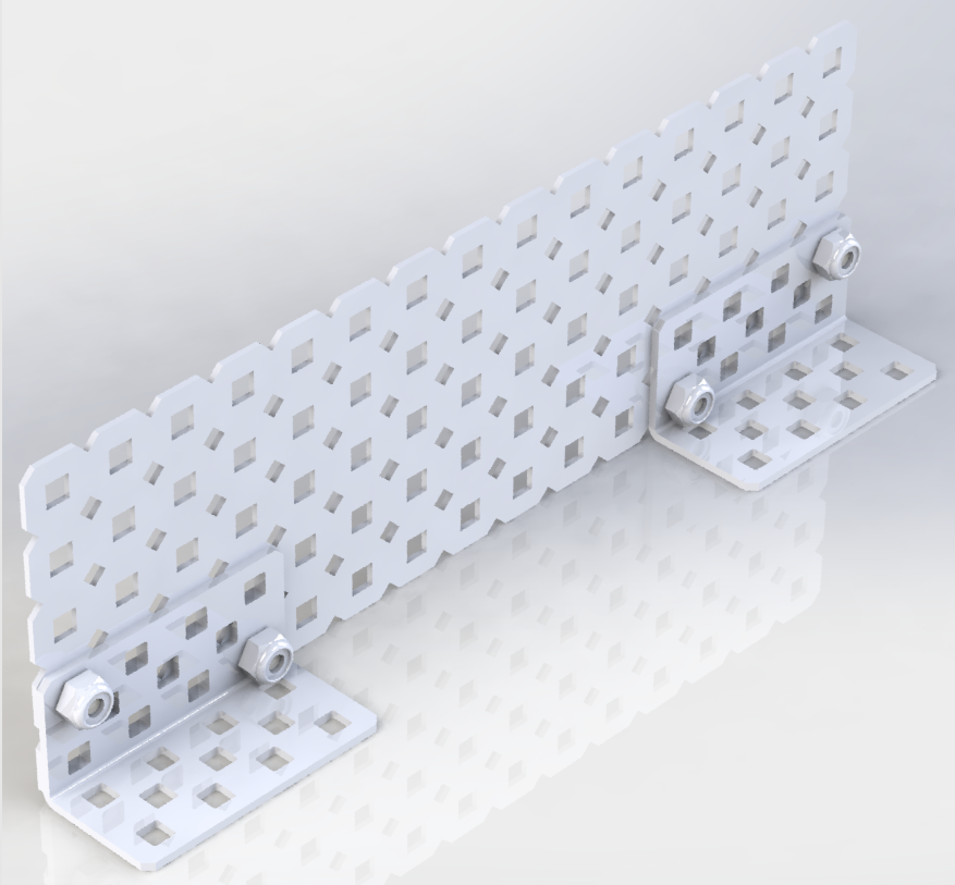 Workcell retaining wall structure used to keep disks on a conveyor during movement and turns.