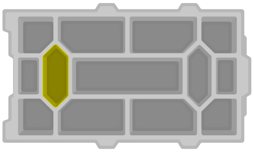 Location of this piece is highlighted on the Tray's left side.