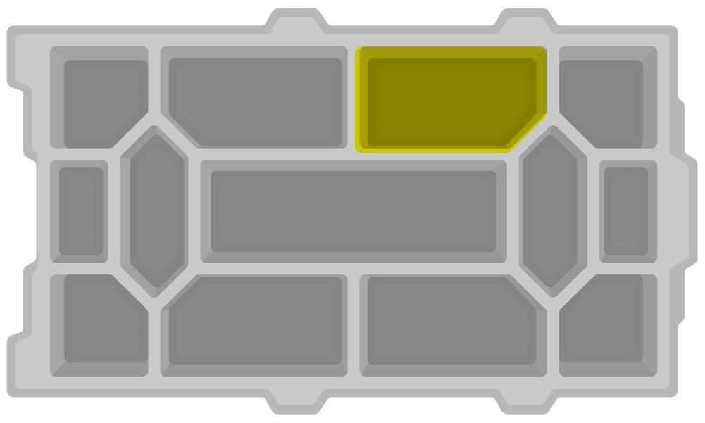 Location of these pieces is highlighted on the top side of the first Tray.