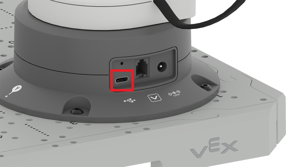 Close up of the 6-Axis Arm with its USB-C port highlighted.