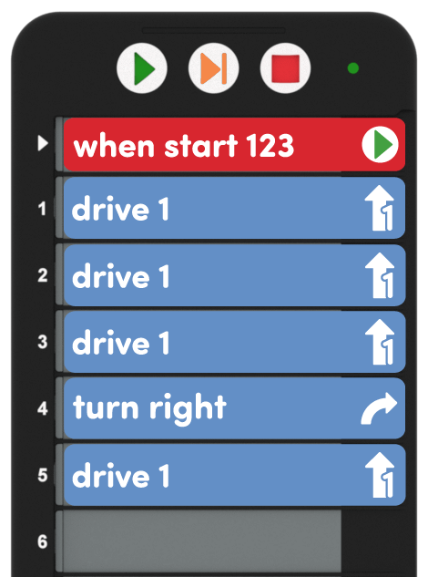 A 123 Coder project showing Coder cards used to program 123 Robot movement