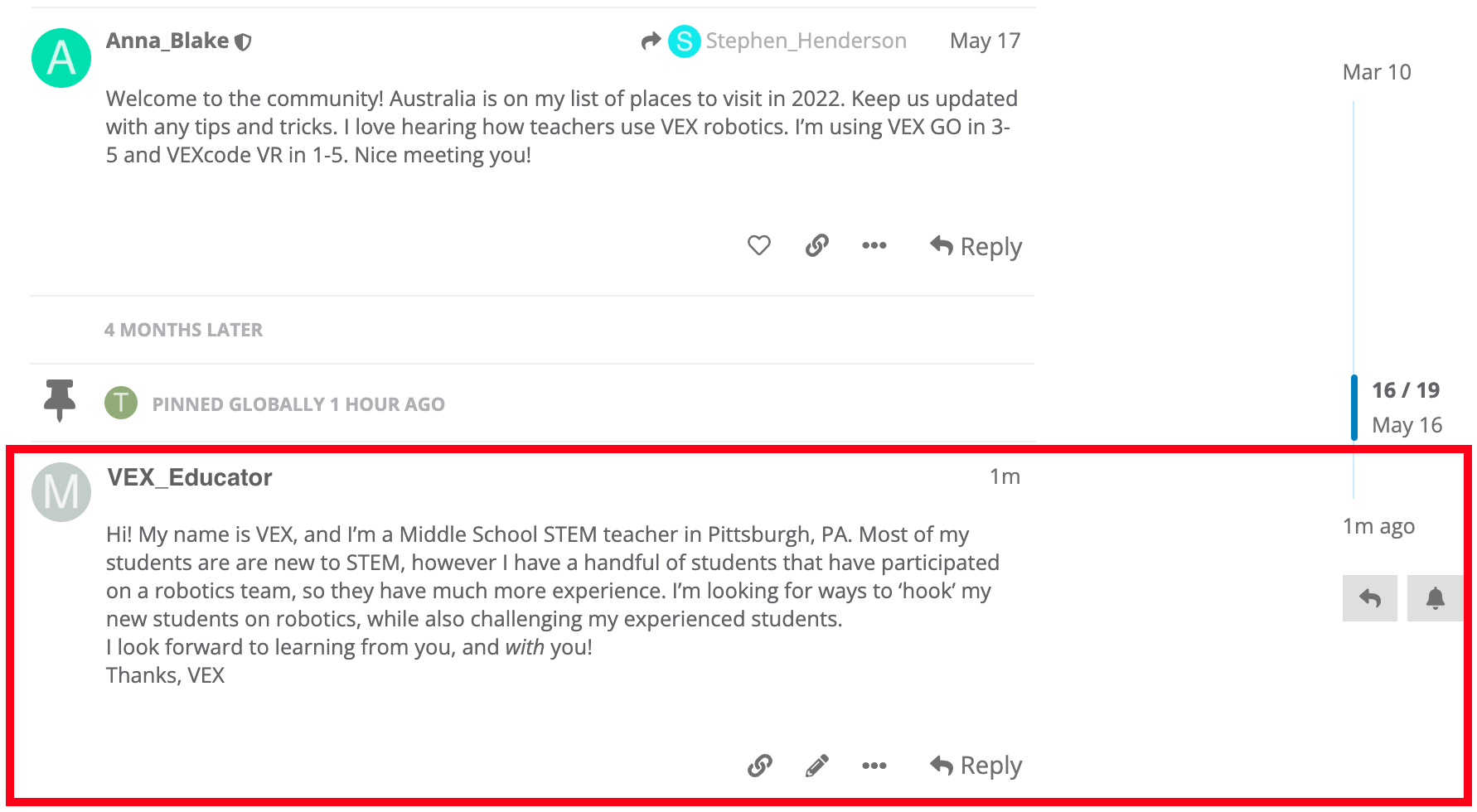 The PD+ Community Thread now showing the newest post.