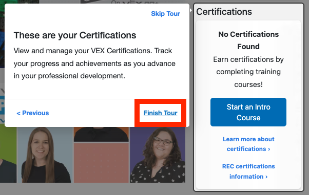 PD+ Get Started Tour dialog with the Finish Tour button highlighted.