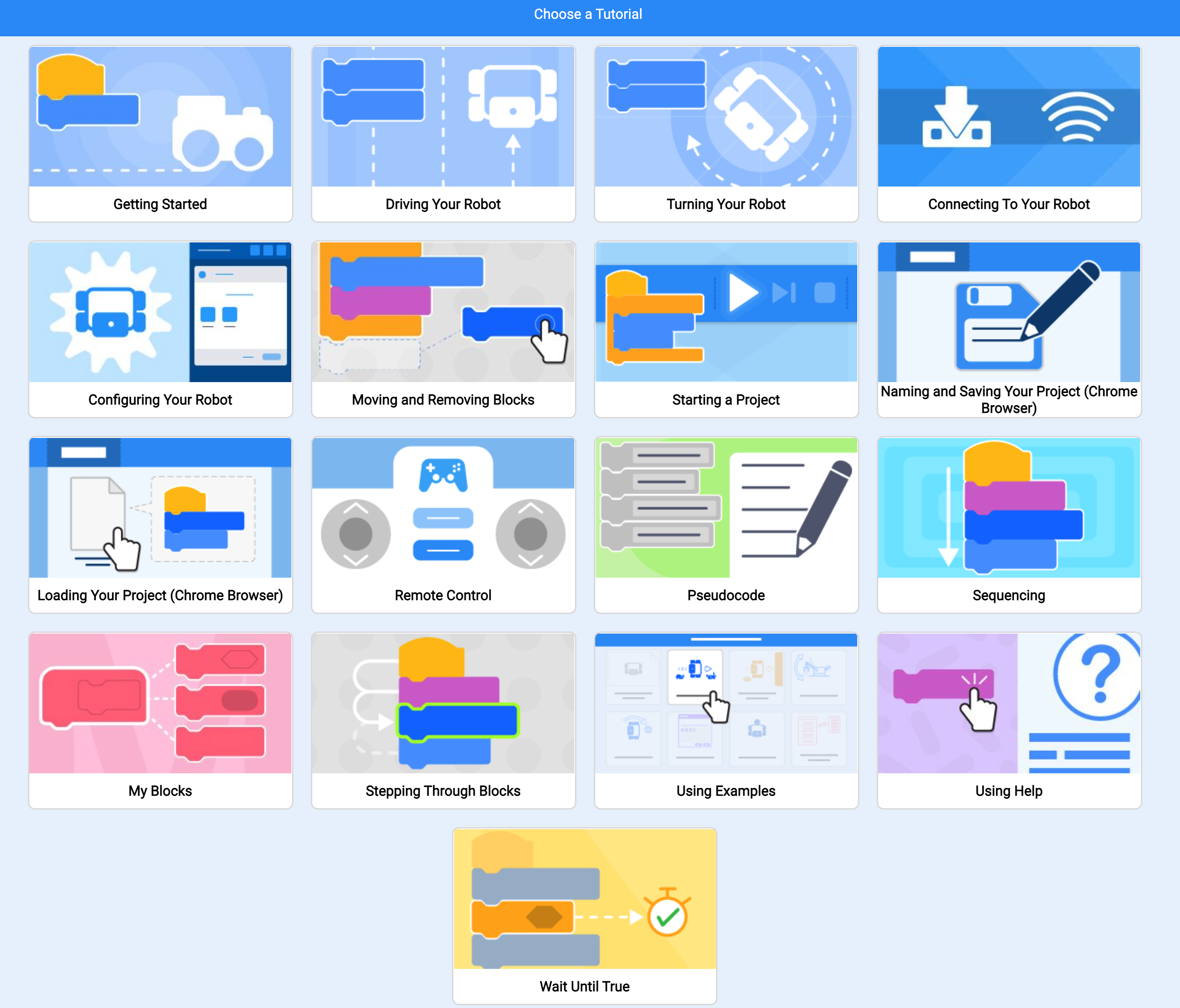 VEXcode GO tutorials menu showing educator resources for building a custom curriculum