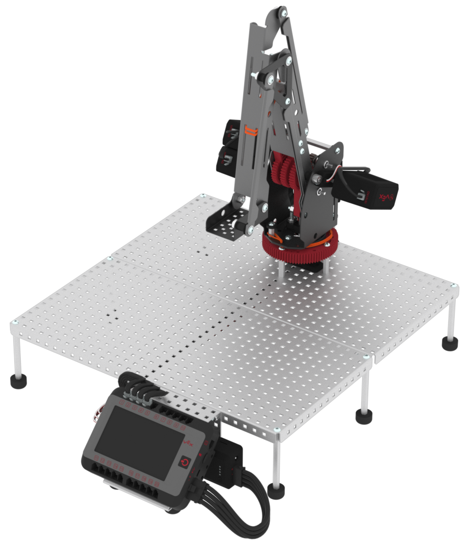 VEX V5 Workcell robotic arm build used to teach industrial automation concepts 