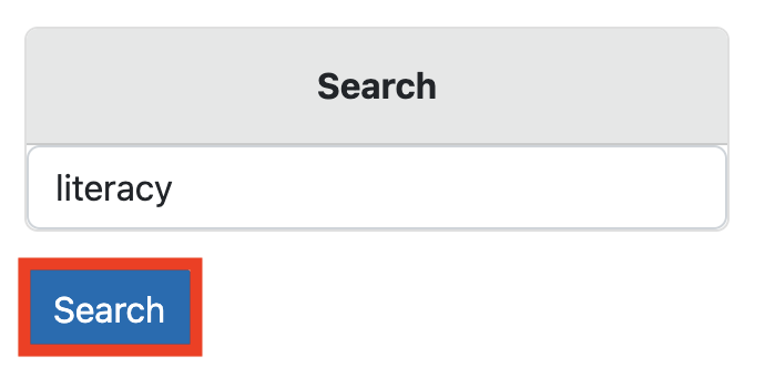 Side menu for the VEX Video Library page with the Search button highlighted.