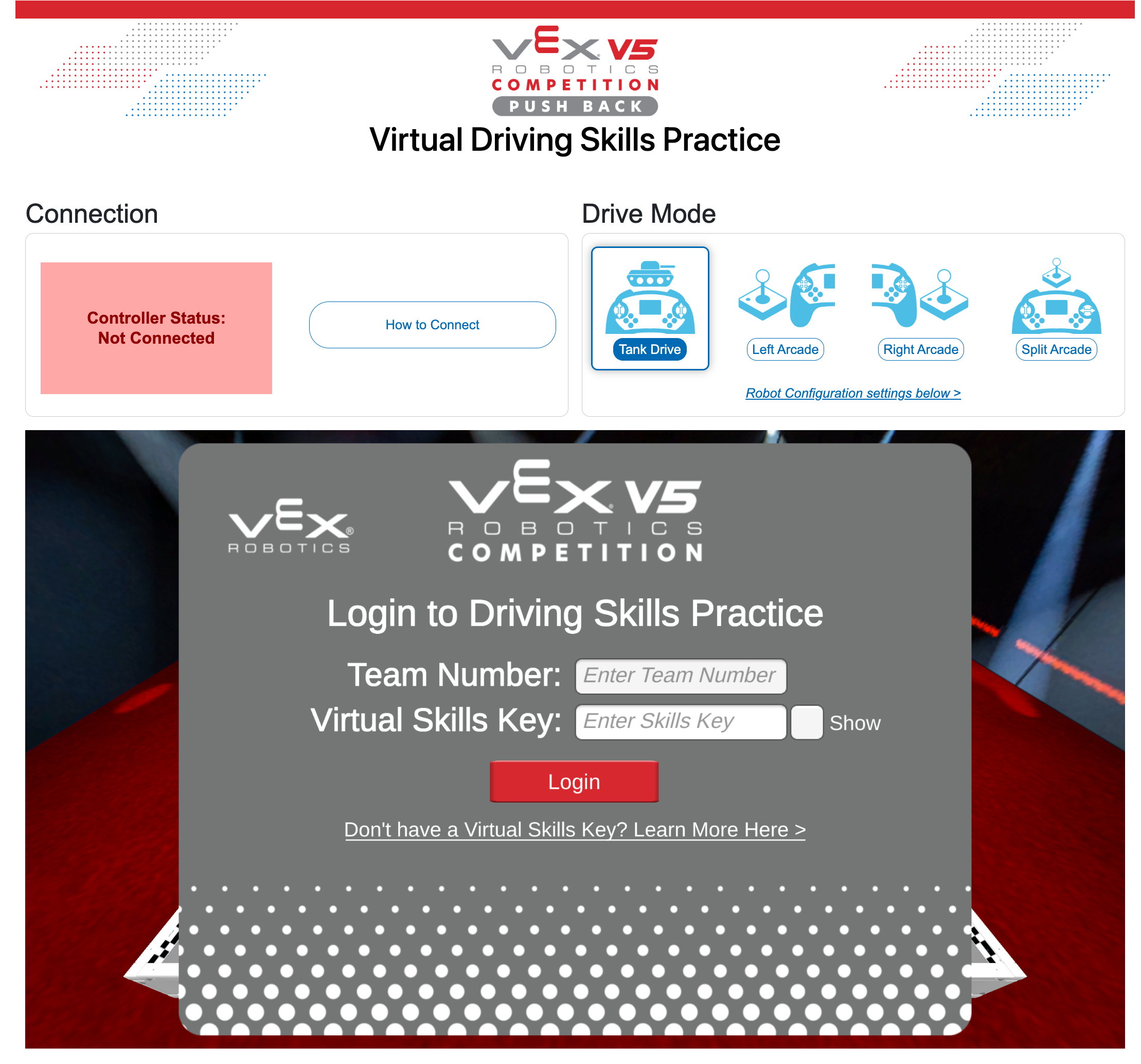 Driving Skills Practice window with a Login window shown.
