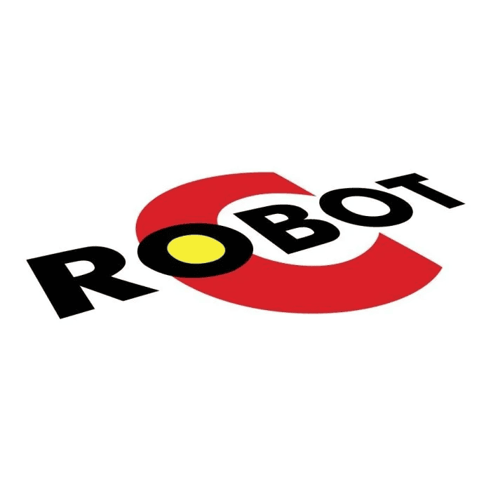 Large C beneath the word robot making up the robot c logo.