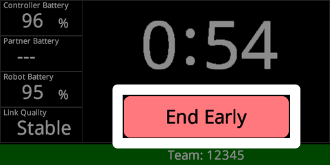 Field Control Brain screen in shown once the field is active and with the End Early button highlighted.