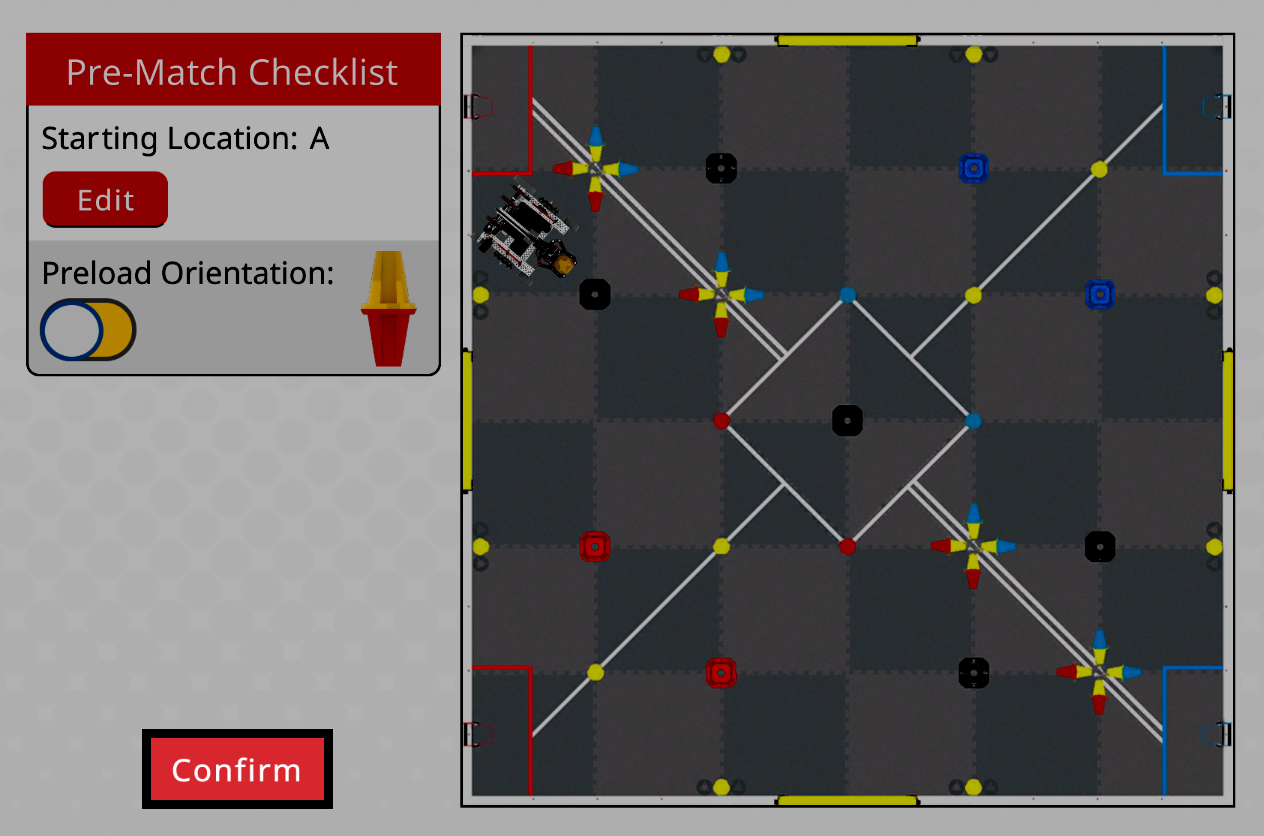 Preload Orientation toggle in the Pre-Match Checklist for the RedYellowPin in Flex's claw