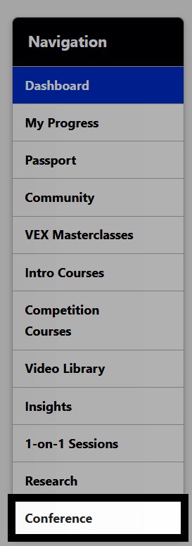 PD+ Navigation menu with the Educators Conference option highlighted.