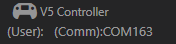 Γραμμή αναζήτησης VS Code με ένα στοιχείο Λίστας Γρήγορης Επιλογής που εμφανίζεται για την παροχή λεπτομερειών. Το αντικείμενο είναι ένα Χειριστήριο V5, αλλά το φόντο είναι γκριζαρισμένο και δεν υπάρχει όνομα Εγκεφάλου. Αυτό υποδεικνύει ότι αυτός ο Ελεγκτής δεν έχει ραδιοσύνδεση με έναν Εγκέφαλο.