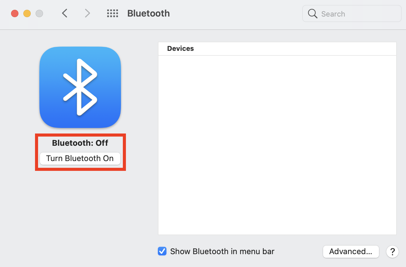 Η επιλογή Bluetooth απενεργοποιημένη στις ρυθμίσεις macOS έχει επισημανθεί