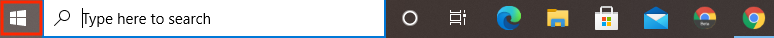 Το εικονίδιο των Windows δίπλα στη γραμμή αναζήτησης είναι επισημασμένο.