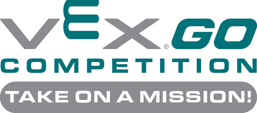 Λογότυπο που γράφει VEX GO Competition - Αναλάβετε μια αποστολή!