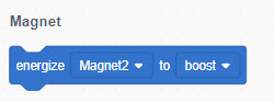 VEX GO Μπλοκ ηλεκτρομαγνήτη Energize που διαβάζει το Energize Magnet2 για ενίσχυση.