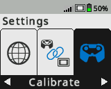 Η οθόνη εγκεφάλου εμφανίζεται στο μενού Ρυθμίσεις με επιλεγμένη την επιλογή Βαθμονόμηση. Η βαθμονόμηση είναι η τρίτη επιλογή στο μενού Ρυθμίσεις.