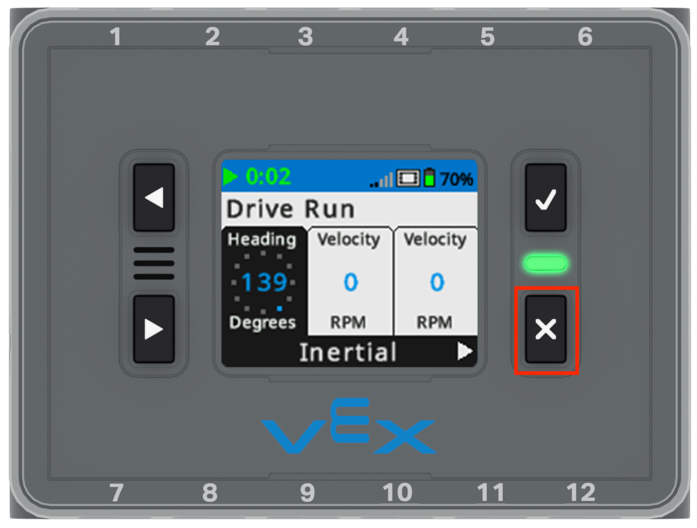 Η οθόνη εγκεφάλου εμφανίζεται στο μενού Drive Run (Οδήγηση - Λειτουργία) όπου οι πληροφορίες του αισθητήρα αναφέρονται σε πραγματικό χρόνο καθώς οδηγείται.